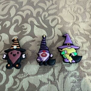 Lot of 3 Gnome Croc Charms Purple Orange Cuteness  Halloween October